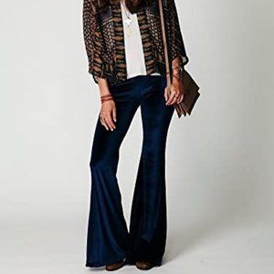 Free People Royal Blue Velvet Oxanna Flare Pant
